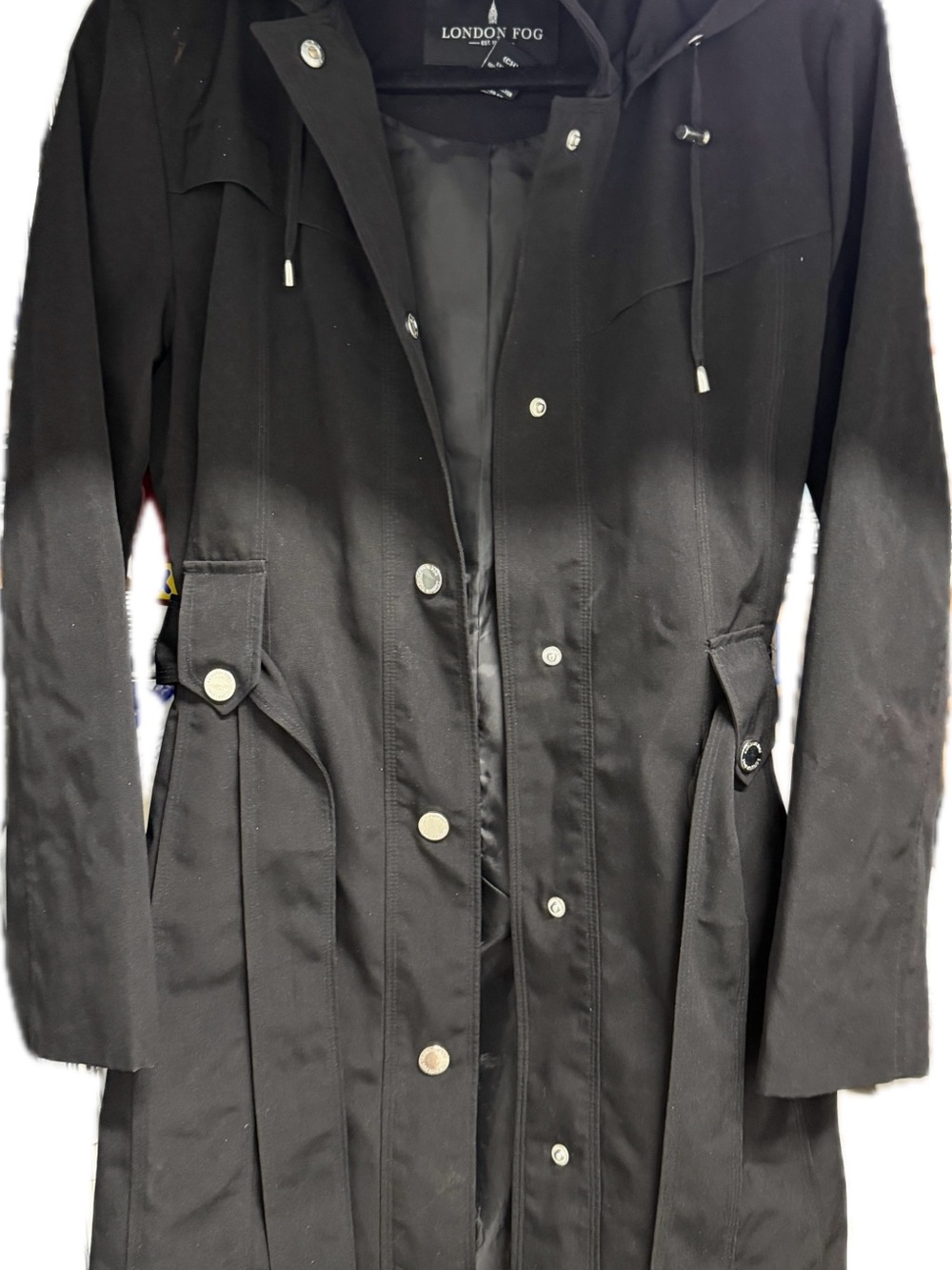 London Fog Black Women's Trench Coat with Hood